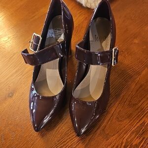 Impo Burgandy Heels with Patent Finish and Strap